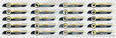 Golden social media web lower third banners template design. Vector illustration Vector Illustration