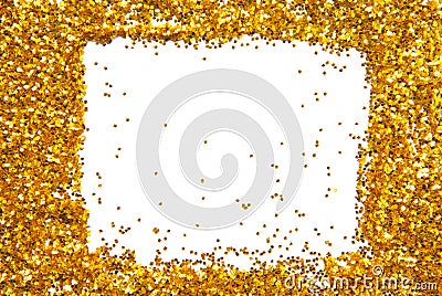 Golden sparkle glittering frame Stock Photo