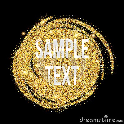 Golden sparkles brushstroke background. Vector Vector Illustration