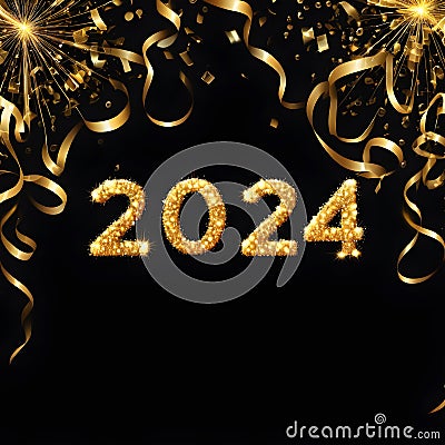 golden sparkling year 2024, New year, background design about New Year Stock Photo