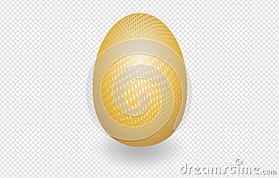 Golden speckled egg on white with shadow on a transparent background, Easter. Vector Illustration