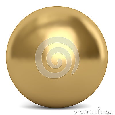 Golden sphere or ball isolated on white background. 3D illustration. Cartoon Illustration