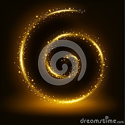 Golden Spiral shiny frame background Vector Illustration