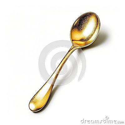 Golden spoon isolated on white background, created with generative AI Stock Photo