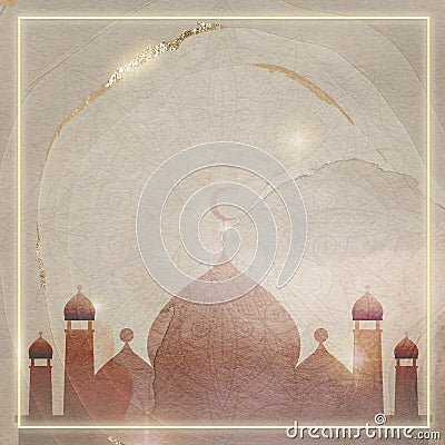 Golden square Eid Mubarak frame Stock Photo