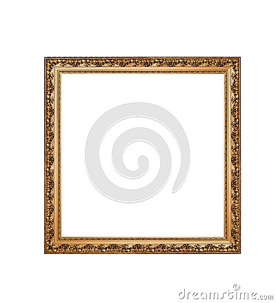 Golden square frame isolated on a white background Stock Photo