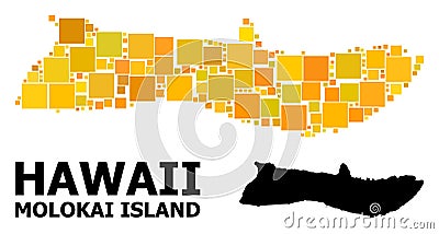 Golden Square Pattern Map of Molokai Island Stock Photo