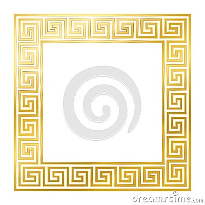 Golden Square With Seamless Meander Design Vector Illustration