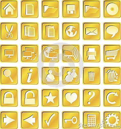 Golden squared icons Vector Illustration