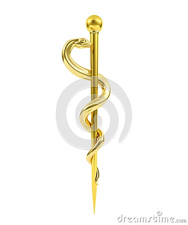 Golden Staff of Aesculapius Medical Symbol Stock Photo