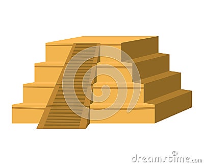Golden stairs with brown steps leading upward. Success and achievement concept, career growth ladder vector illustration Vector Illustration