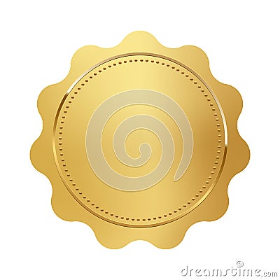 Golden stamp isolated on white background. Luxury seal. Vector design element. Vector Illustration