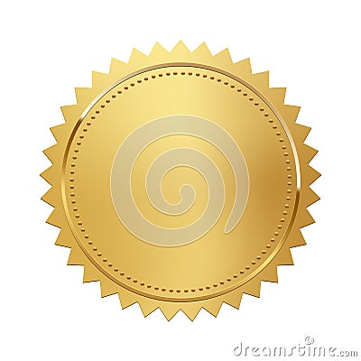 Golden stamp isolated on white background. Luxury seal. Vector design element. Vector Illustration