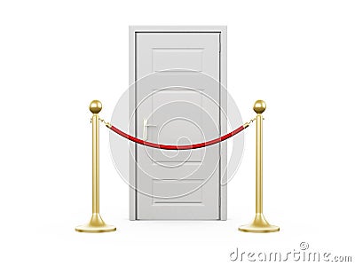 Golden Stanchion and Closed Door Stock Photo