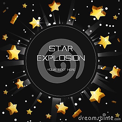 Golden star light explosion eclipse template. Vector Illustration