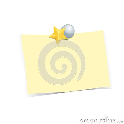 Golden star with note paper on white background Stock Photo