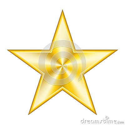 Golden star realictic icon isolated on white background Vector Illustration