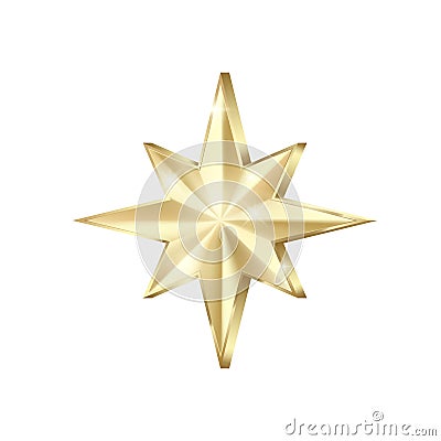 Golden star scatter glitters. Shiny gold star with sparkles. Vector illustration isolated on white Vector Illustration