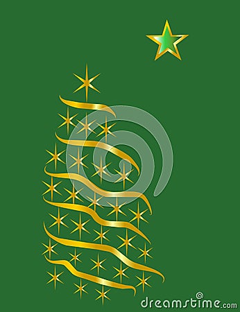 Golden star tree Vector Illustration