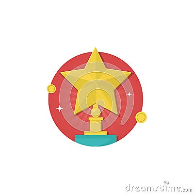 Golden star trophy flat design icon Stock Photo