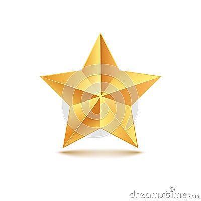 Golden star vector 3d illustration. Gold medal star isolated decoration icon Vector Illustration