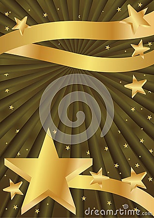 Golden stars background ray brown Vector Illustration