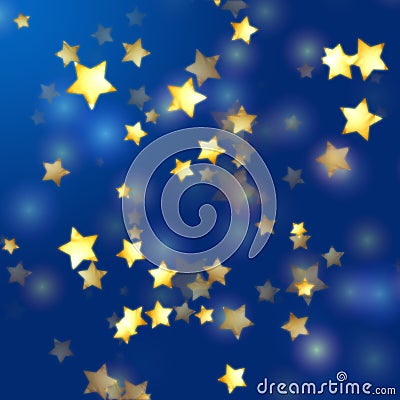 Golden stars in blue Stock Photo