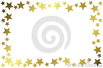 Golden Stars Glitter Frame Border Stock Photo