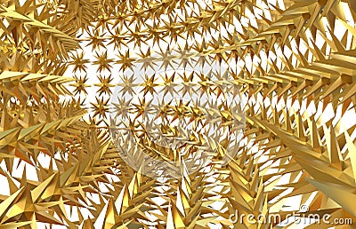 Golden stars in the shape of a tunnel Cartoon Illustration
