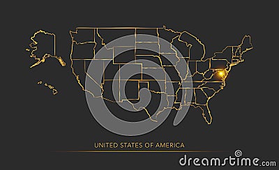 Golden state map, USA vector background Vector Illustration