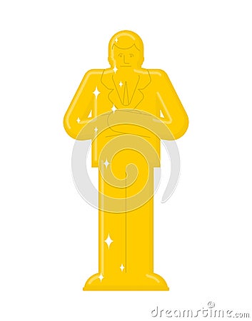 Golden statue boss. business Leader Gold sculpture. Worship businessman. Vector Illustration