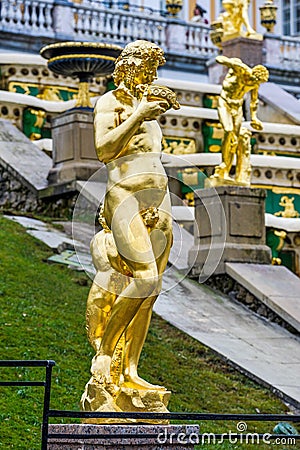 Golden statue in Petergof Editorial Stock Photo