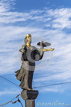 Golden statue of Saint Sophia in Sofia, Bulgaria Editorial Stock Photo