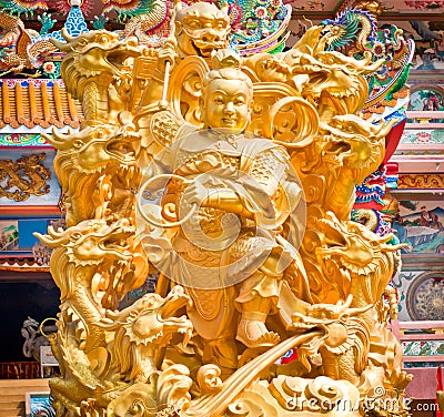 Golden statues of gods Stock Photo