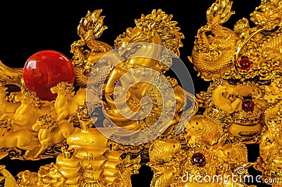Golden Statues Horses Wat Ratchanaddaram Bangkok Thailand Stock Photo