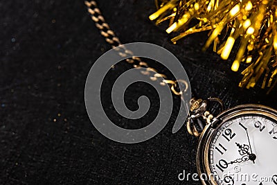 Golden stopwatch time to New Year Stock Photo