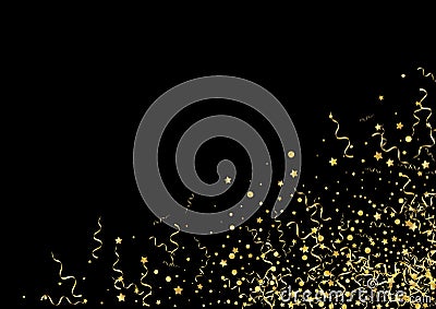 Golden Streamer Isolated Vector Black Background Stock Photo