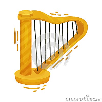 Golden Stringed Harp as Feast of Saint Patrick Symbol Vector Illustration Vector Illustration