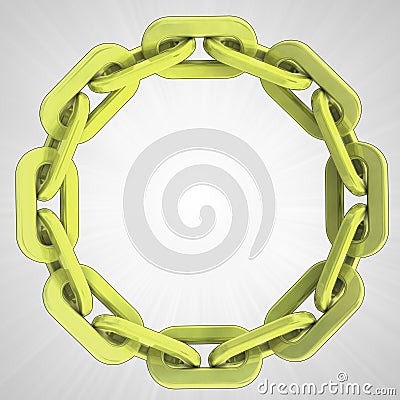 Golden strong chain circle in top view Cartoon Illustration