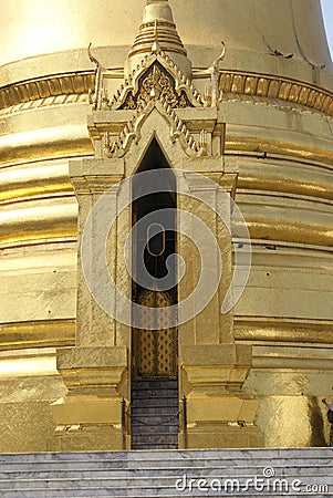 Golden stupa entrance, Wat Phra Kaew, Bangkok, Thailand, Asia Stock Photo