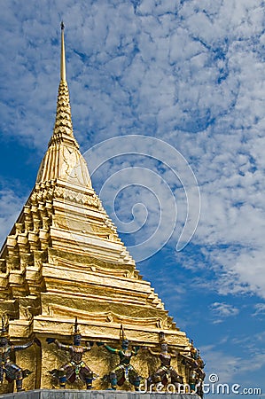 Golden stupa in Wat Phra Kaew, Bangkok, Thailand Stock Photo