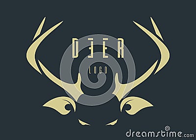 Golden stylized deer head on a green Vector Illustration