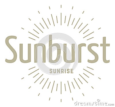 Golden sunburst logo template. Vintage sunshine symbol Vector Illustration