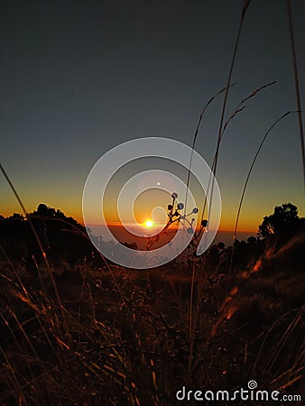 Golden Sunrise Gunung Merbabu Stock Photo