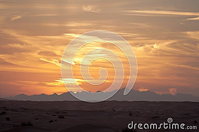 Golden Sunrise over the Hajar Mountains in the UAE Stock Photo
