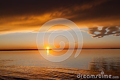 Golden Sunset on Buffalo Lake, Alberta Stock Photo