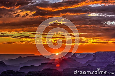 Golden Sunset at Lipan Point, Grand Canyon, Arizona Stock Photo