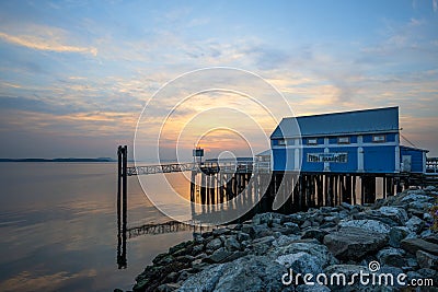 Golden sunset over the waterfront in Sidney on Vancouver Island, BC Canada Editorial Stock Photo