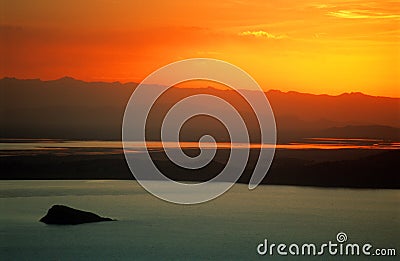 Golden Sunset in Peru Stock Photo