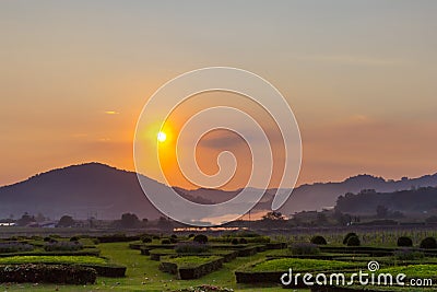 Golden sunset at Silver Lake Pattaya Stock Photo